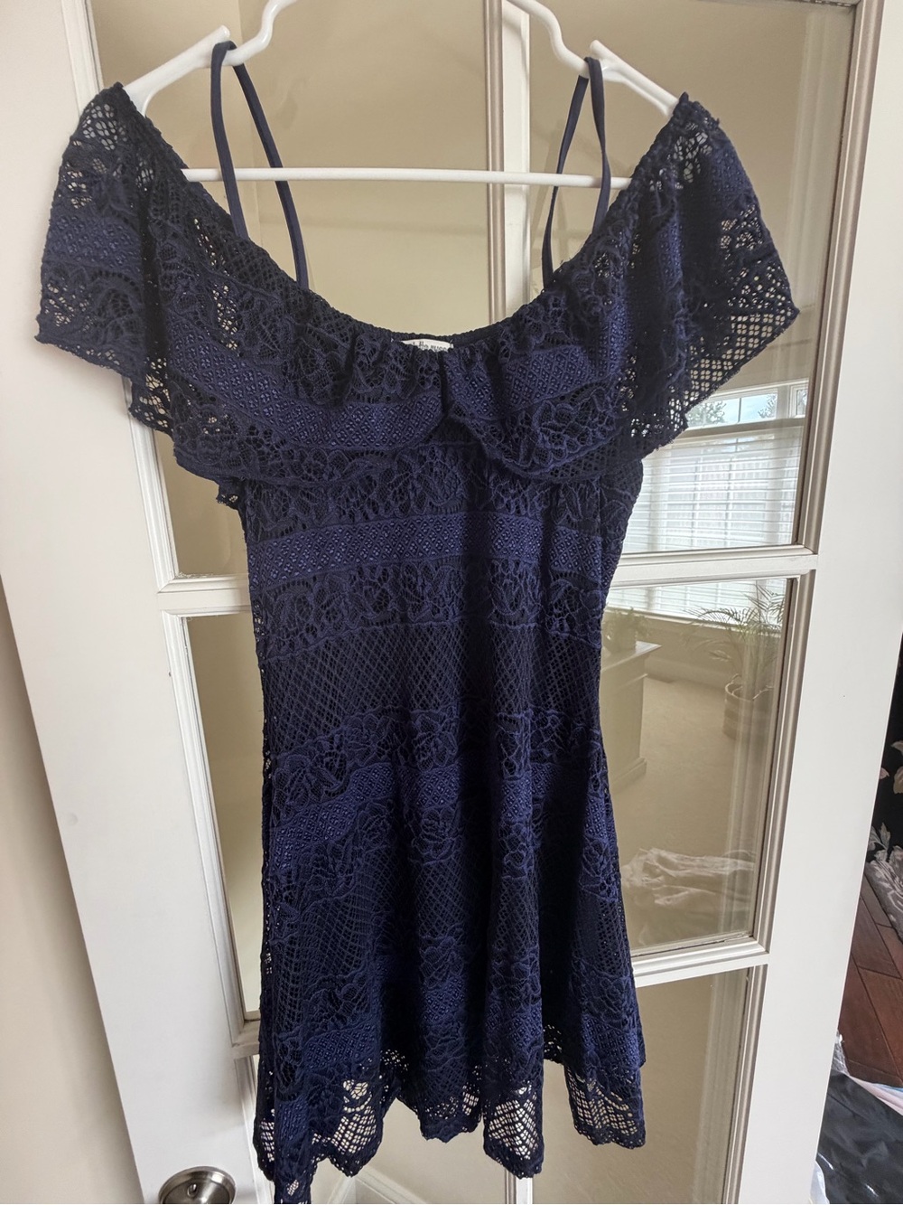 Charlotte Russe Navy One-Shoulder Lace Kids Dress